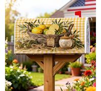 Lemons Housses magnétiques de boîte aux lettres rustique, panier de ferme rustique à miel, couverture de boîte aux lettres saisonnière pour décoration de porche, 53,3 x 64,9 cm