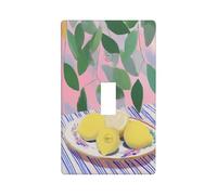 Lemons on an Antique Plate Light Switch Cover Decorative Single Toggle 1 Gang Wall Plate for Kitchen Farmhouse Bedroom Bathroom Art Decor