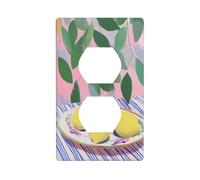 Lemons On an Antique Plate Outlet Cover Light Switch Cover Decorative 1 Gang Wall Plate for Kitchen Room Bathroom Size 7x11.4cm