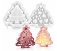 LemonStone Lot de 2 moules en silicone pour sapin de Noël - 11 cm | Silicone flexible en forme d'étoile et flocon de neige pour résine, plâtre et cire, réutilisable, pour décoration et objets
