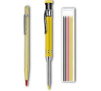 LEMONSTONE Lot de 6 crayons de charpentier avec taille-crayon intégré, marqueur à trous profonds, pour chantier, bois, métal (jaune)