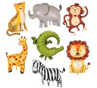 LEMONSTONE - Lot de 7 Ballons Animaux en Aluminium - Motif Jungle - Décoration Anniversaire Enfants