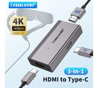 Lemorele 4k AR lunettes adaptateur HDMI vers type-c AR lunettes convertisseur de charge USB-C adaptateur vidéo pour Xreal Airs Rokid Switch HDMI to USB-C