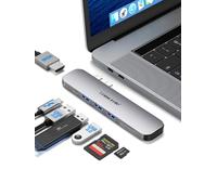 Lemorele Adaptateur USB C Multiport Hub 7 en 2 avec Thunderbolt 3, 3*USB 3.0, HDMI 4K, 100W PD, Port SD/TF, Hub USB C pour MacBook Pro/Air M1 M2 2022 2021 2020 2019 2018...(Conçu pour MacBook)