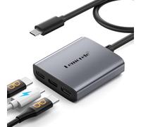 Lemorele Adaptateur USB C vers Double USB C pour Lunettes AR 4K@60Hz PD 100W, et Séparateur pour Affichage Étendu MacBook Pro/Air, iPad, Windows, Smartphone, Switch