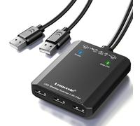 Lemorele Adaptateur USB Switch 3 Ports pour 2 PCs, Hub KVM 2 en 3 Sorties avec 2 Câbles pour Souris, Clavier, Scanner, Imprimante