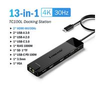 Lemorele-airies USB 3.0 4K pour touristes,station d'accueil HDMI VGA Gigabit,adaptateur VGA,carte SD pour Windows,MacPleAir - Type 13-in-1 USB3.0