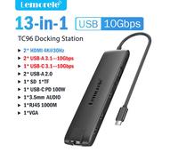 Lemorele-airies USB 3.0 4K pour touristes,station d'accueil HDMI VGA Gigabit,adaptateur VGA,carte SD pour Windows,MacPleAir - Type 13-in-1 USB3.1 #A