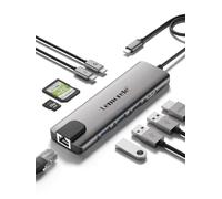 Lemorele Aluminium 9-in-1 Docking Station USB-C Hub - 4K HDMI, Gigabit Ethernet (1Gbps), 100W PD, 3X USB-A, USB-C Datenport, SD/TF - für MacBook/iPad/Windows, MacBook Air/Pro, Switch, Chromecast