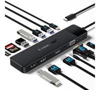 Lemorele Dock Station d'accueil Hub USB C 3*Affichage - 13 en 1, 2 Adaptateur HDMI 4K, 3 USB 3.0, 2 USB 2.0, VGA, Type-C 3.0, PD 100W, Audio, SD/TF, pour Windows, Macbook, Dell