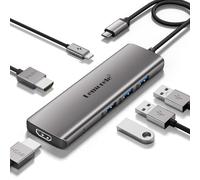 Lemorele Dock Station d'accueil USB C 6-en-1 vers 2 HDMI 4K, 3 USB 3.0, PD 100W pour Macbook, Windows, Switch, PC, Téléphone Mobile, etc