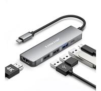 Lemorele Dock Station d'accueil USB C, Adaptateur Hub USB-C 5-en-1 vers HDMI 4K, USB 3.0, 2 USB 2.0, 100W PD, pour MacBook/HP/Dell/Lenovo/Acer et Plus