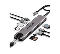 Lemorele Hub USB-C 10-en-1, HDMI 4K@60Hz, Ethernet Gigabit, entrée PD 100W | Conception Aluminium Station d'accueil 4 USB-A, USB-C et SD/TF - pour écran, réseau et stockage/MacBook/Windows/Steam Deck