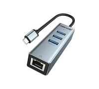 Lemorele Hub USB C en Aluminium avec Ethernet 10/100 Mbps, 1 USB 3.0, 2 USB 2.0, Adaptateur USB C to Ethernet pour MacBook Air/Pro M1, iPad M1, Windows, Chromebook, Lenovo, HP, Dell