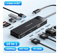 Lemorele-HUB USB TC94 vers 2HDMI, 4K 30Hz, avec VGA, Type C, 3.0, haute vitesse, 5Gbps, puissance 100W, SD TF pour MacPleISub Swicth TC94