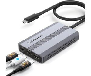 Lemorele Répartiteur USB C pour Lunettes AR, 2 Sorties, 4K@60Hz, 85W PD | Deux lunettes AR ou écrans USB C utilisés simultanément, jeu et streaming partagés avec Switch et Steam Deck en voyage