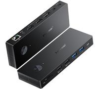 Lemorele Station d'accueil Triple Affichage USB-C Double Moniteur 13 en 1 avec 2 * HDMI 4K, DP/DisplayPort, 4 * USB, USB-C 3.0, PD 100 W, SD/TF, Audio/Mic pour Dell, HP, Lenovo, etc