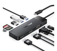 Lemorele Station d'accueil USB C 10 en 1, hub USB C 3 écrans avec 2 HDMI 4K, VGA, 100 W PD, 3 USB 3.0/2.0, Lecteur de Cartes SD/TF, Audio, Compatible avec Windows, MacBook, Dell, HP, Surface