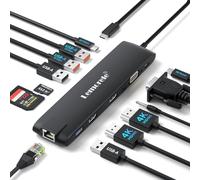 Lemorele Station d'accueil USB c Ethernet Dock USB C 13-en-1 vers Dual HDMI 4K, VGA, Audio, 2*USB 3.1/2 * 2.0/USB C 3.1, PD 100W, SD/TF pour MacBook/Dell/Windows