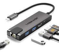 Lemorele USB C Hub avec 1000M Ethernet RJ45 5 en 1, Adaptateur USB C avec HDMI 4K, 3 * Ports USB, PD 100W, SD/TF, USB-C Data pour MacBook Air/Pro M1, iPad M1, Windows, Switch, Chromecast