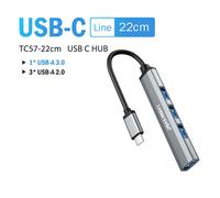 Lemorele USB Hub Type C Hub USB3.0 OTG 4 ports USB C/A HUB adaptateur multi-répartiteur accessoires pour ordinateur portable pour Lenovo Macbook Pro - Type USB-C (Type-C)-22cm #A