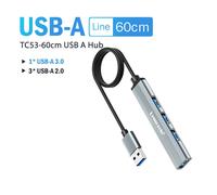 Lemorele USB Hub Type C Hub USB3.0 OTG 4 ports USB C/A HUB adaptateur multi-répartiteur accessoires pour ordinateur portable pour Lenovo Macbook Pro - Type USB-A-60cm