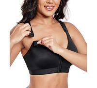 Lemorosy Soutien-Gorge Fermeture Devant Postopératoire sans Armature Réglable pour Fort Poitrine Racerback Comfort Support (Noir,100E)
