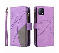 LEMORRY Coque pour Oppo A72 A73 5G Etui à Fermeture éclair Jusqu'à 9 Emplacements pour Cartes et Poche d'argent, Fonction Support Multimédia et Dragonne Etui Cuir pour Oppo A72 A73 5G, Mauve