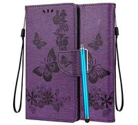 LEMORRY Coque pour Wiko Power U30 Etui Cuir Doux Portefeuille Pochette Cover Protecteur Magnétique Fente pour Carte TPU Silicone Etui Housse Wiko Power U30, Papillon Violet