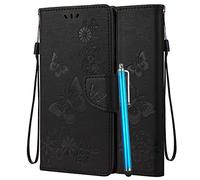 LEMORRY Coque pour Wiko Power U30 Etui Cuir Doux Portefeuille Pochette Cover Protecteur Magnétique Fente pour Carte TPU Silicone Etui Housse Wiko Power U30, Papillon Noir