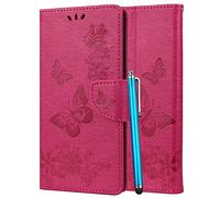 LEMORRY Coque pour Wiko Power U30 Etui Cuir Doux Portefeuille Pochette Cover Protecteur Magnétique Fente pour Carte TPU Silicone Etui Housse Wiko Power U30, Papillon Pink