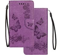 LEMORRY Coque pour Wiko Tommy 3 Etui Cuir Portefeuille Pochette Mince Bumper Protecteur Magnétique Fente Carte TPU Silicone Housse Cover Etui pour Wiko Tommy 3, Chanceux Papillon (Violet)