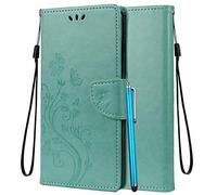 LEMORRY Etui pour Wiko Power U30 Coque Cuir Pochette Cover Doux Portefeuille Magnétique Protecteur Fente pour Carte TPU Silicone Housse Coque Wiko Power U30, l'herbe Chanceux (Vert)