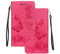 LEMORRY pour Huawei P20 Lite Etui Cuir Portefeuille Pochette Mince Bumper Protecteur Magnétique Fente Carte Silicone TPU Housse Cover Coque pour Huawei P20 Lite/Nova 3e, Chanceux Papillon (Pink)
