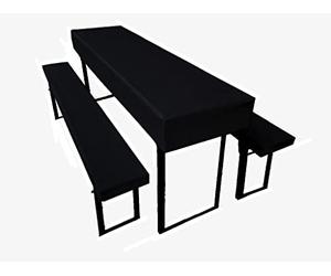 Lemos Home Lot de 3 Coussins pour Tente à bière Comprenant 1 Nappe et 2 Housses de Banc - Taille et Couleurs au Choix (110 x 60 cm, Noir)