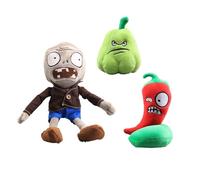 Lempefe 3 pièces/ensemble plantes et zombies squash peluche jouet poivre gris peluche zombie poupées remplies douces cadeaux pour enfants