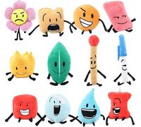 Lempefe Battle for Dream Island Lot de 12 peluches remplies Leafy/Firey/Flower/Bubble/goutte d'eau pour enfants et fans