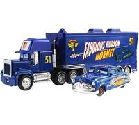 Lempefe Camion Cars et Voiture de Course Enfant, Cars Jouet 2 Pièces Set Véhicules, Figurine, Camion Transporteur, Modèle de Voiture, Cadeaux Parfaits pour Enfant Anniversaire/Récompense (NO.51)