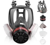 Lempefe Masque intégral à gaz Masque respiratoire réutilisable à gaz de survie nucléaire et chimique avec filtre à charbon actif 6001 cn et 40 mm contre les gaz/poussière/vapeurs/fumées pour produits