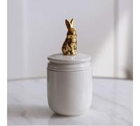 Lempefe Urnes pour animaux de compagnie Urne funéraire en céramique faite à la main Urne commémorative pour lapins petits oiseaux petits chiens cendres (blanc (couleur : lapin)