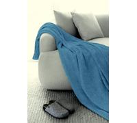 L'Emporio Casa Drap de lit en toile solide, couleur unie, mélange coton, 170 x 260 - 250 x 280 - 360 x 280 cm, maxi drap housse coton foulard Made Italy (Bleu 170 x 280)