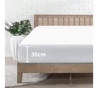 L'Emporio Casa Drap-housse pour lit king size, 100 % coton, drap housse pour lit double, pour matelas jusqu'à 30 cm, 180 x 200 x 30 cm, doux et moelleux (blanc)