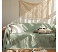L'EMPORIO CASA Housse de canapé couvre-lit en toile grossière robuste coton en Panama 160 x 260 - 260 x 280 - 360 x 280 cm, taille maxi drap housse coton granfoulard (vert, 360 x 280)