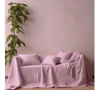 L'Emporio Casa Housse de canapé couvre-lit en toile grossière robuste en coton Panama 160 x 260 - 260 x 280 - 360 x 280 cm - Maxi drap housse coton Granfoulard Made Italy (rose, 260 x 280)