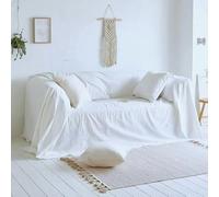 L'Emporio Casa Housse de canapé couvre-lit en toile massive en coton Panama 160 x 260 - 260 x 280 - 360 x 280 cm - Maxi drap housse coton Granfoulard Made Italy (blanc, 260 x 280)