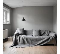 L'Emporio Casa Housse de canapé couvre-lit toile épaisse robuste coton Panama 160 x 260 - 260 x 280 - 360 x 280 cm Tailles Maxi Drap Couvre-tout Coton Granfoulard Made Italy (gris foncé, 360 x 280)