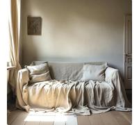 L'Emporio Casa Housse de canapé pour couvre-lit en toile massive en coton Panama 160 x 260 - 260 x 280 - 360 x 280 cm - Maxi drap housse coton Granfoulard Made Italy (naturel, 260 x 280)