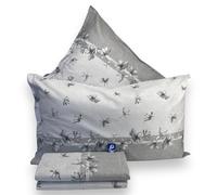L'Emporio Casa Parure de lit double en flanelle 100 % coton chaud 240 x 290 cm + sous angles 160 à 180 x 195 à 200 + 2 taies d'oreiller 50 x 80 cm (Smoke)