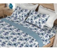 L'Emporio Casa Parure de lit double en flanelle 100 % coton chaud 240 x 290 cm + sous angles 160 à 180 x 195 à 200 + 2 taies d'oreiller 50 x 80 cm (variante fleur)