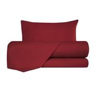 L'Emporio Casa Parure de lit double en flanelle 100 % coton chaud 240 x 290 + sous angles 160 à 180 x 195 à 200 + 2 taies d'oreiller 50 x 80 cm (rouge cardinal)